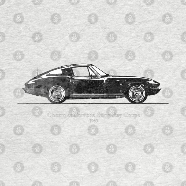 Chevrolet Corvette Sting Ray Coupe 1963 - Black and White by SPJE Illustration Photography